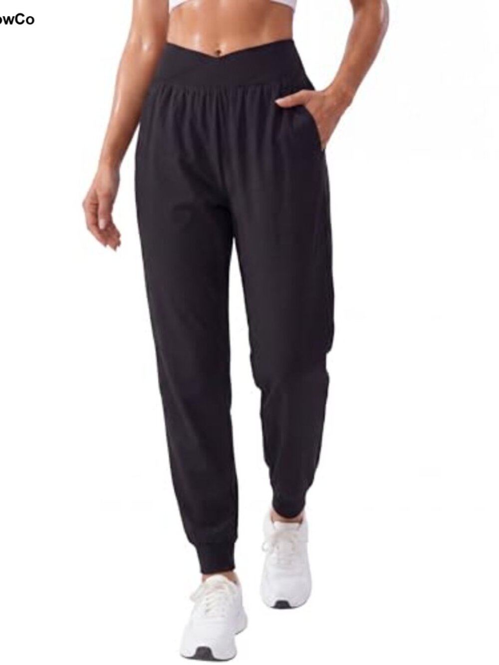 High Waisted Joggers with Pockets Cross V Waist Active Pants for Running
